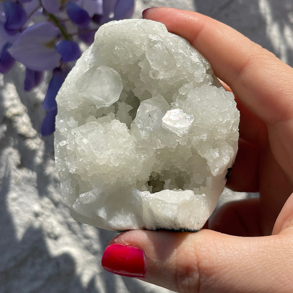 Indian Apophyllite freeform in natural sunlight 