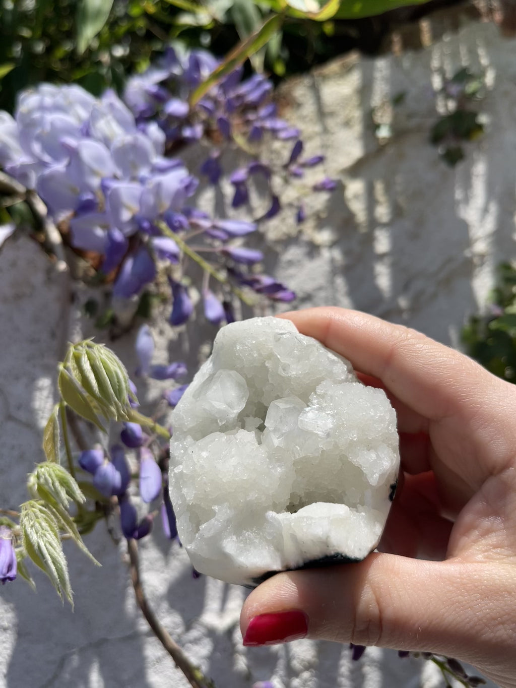 Apophyllite cluster in natural sunlight