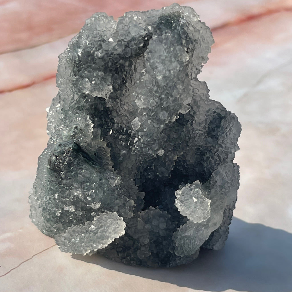 Druzy Apophyllite with Chalcedony to sooth irritability 