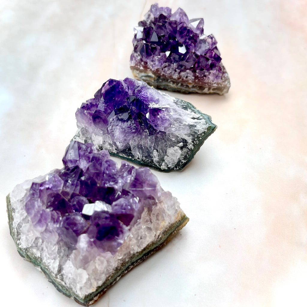 Bundle 3 Purple Amethyst Clusters Crystal