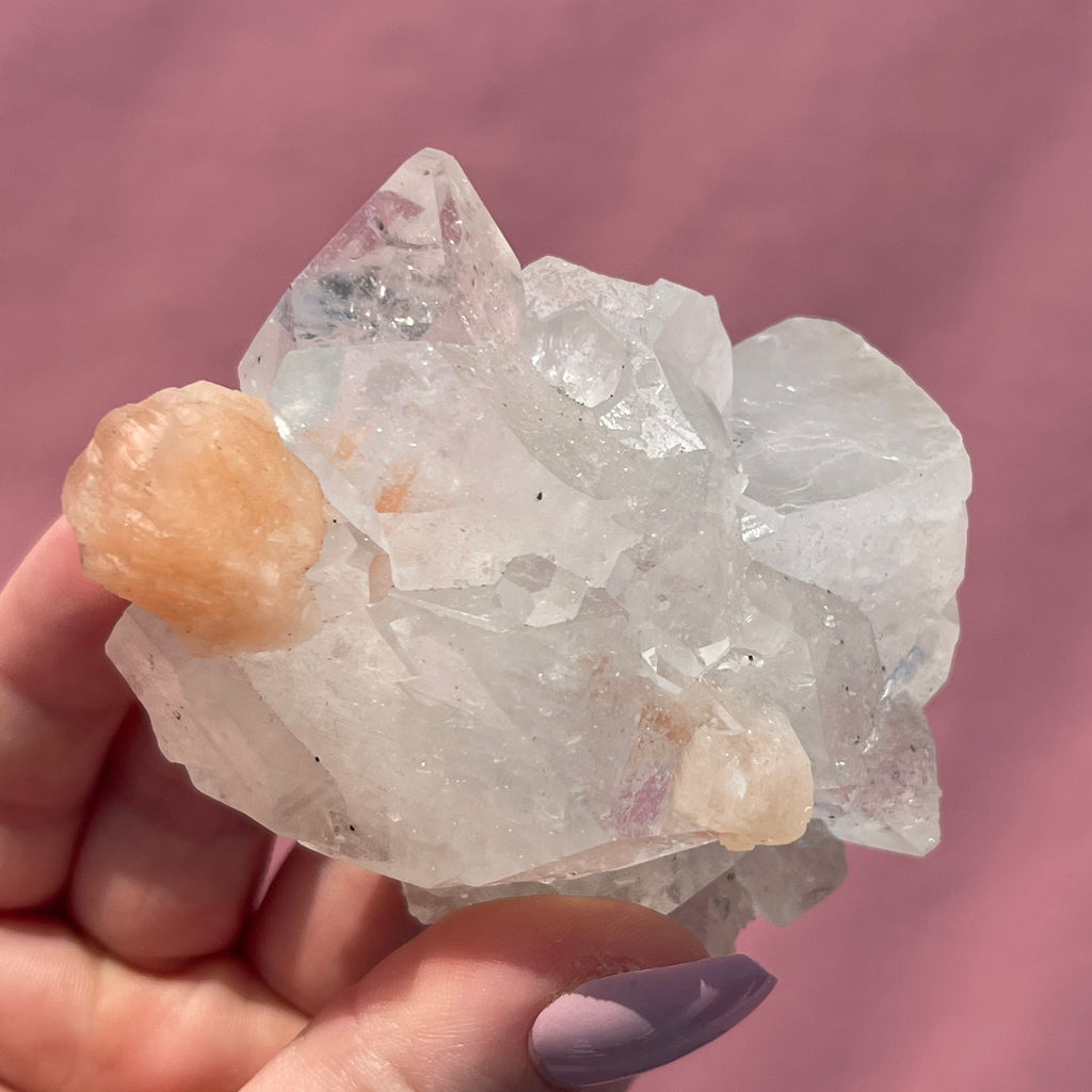 Peach Stilbite Apophyllite to sooth irritability 