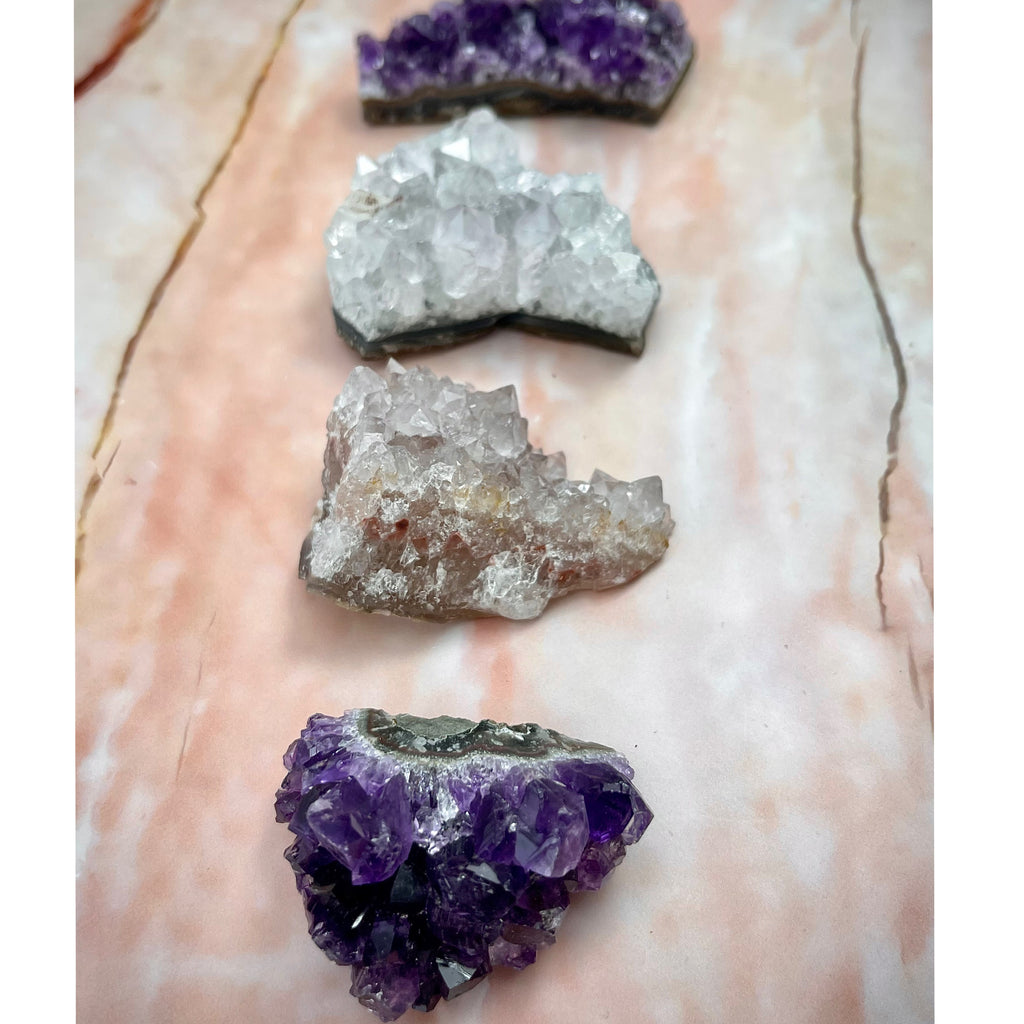 Amethyst Clusters Clear White And Purple